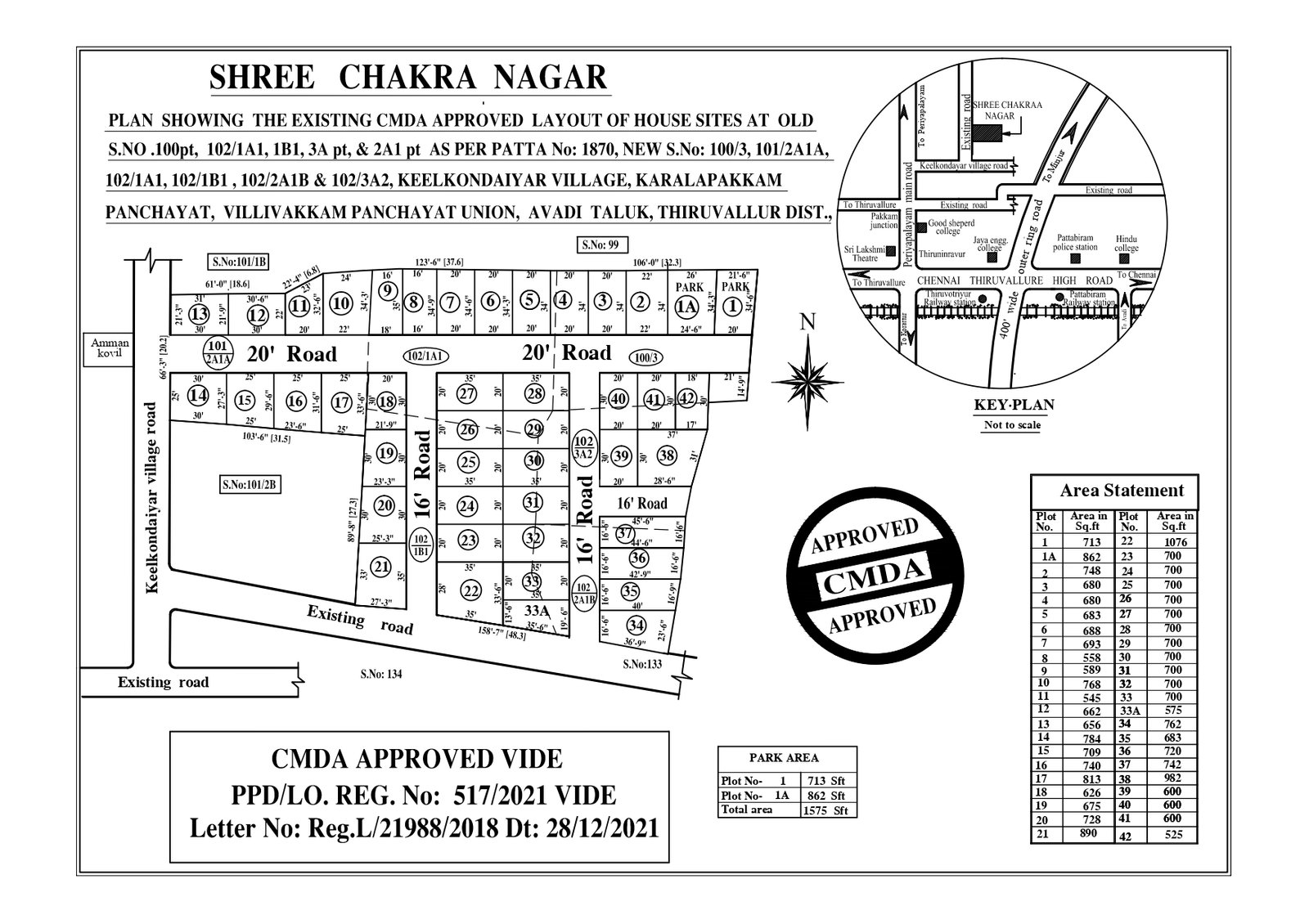 CMDA APPROVED EMI Plots Sale in Kilkondaiyur near Pattabiram