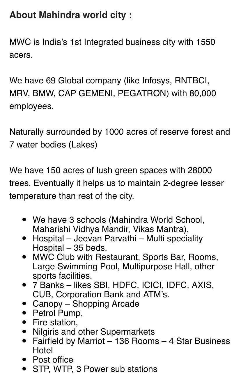 Gated Community plots at Mahindra Word city Chengalpattu Phase2