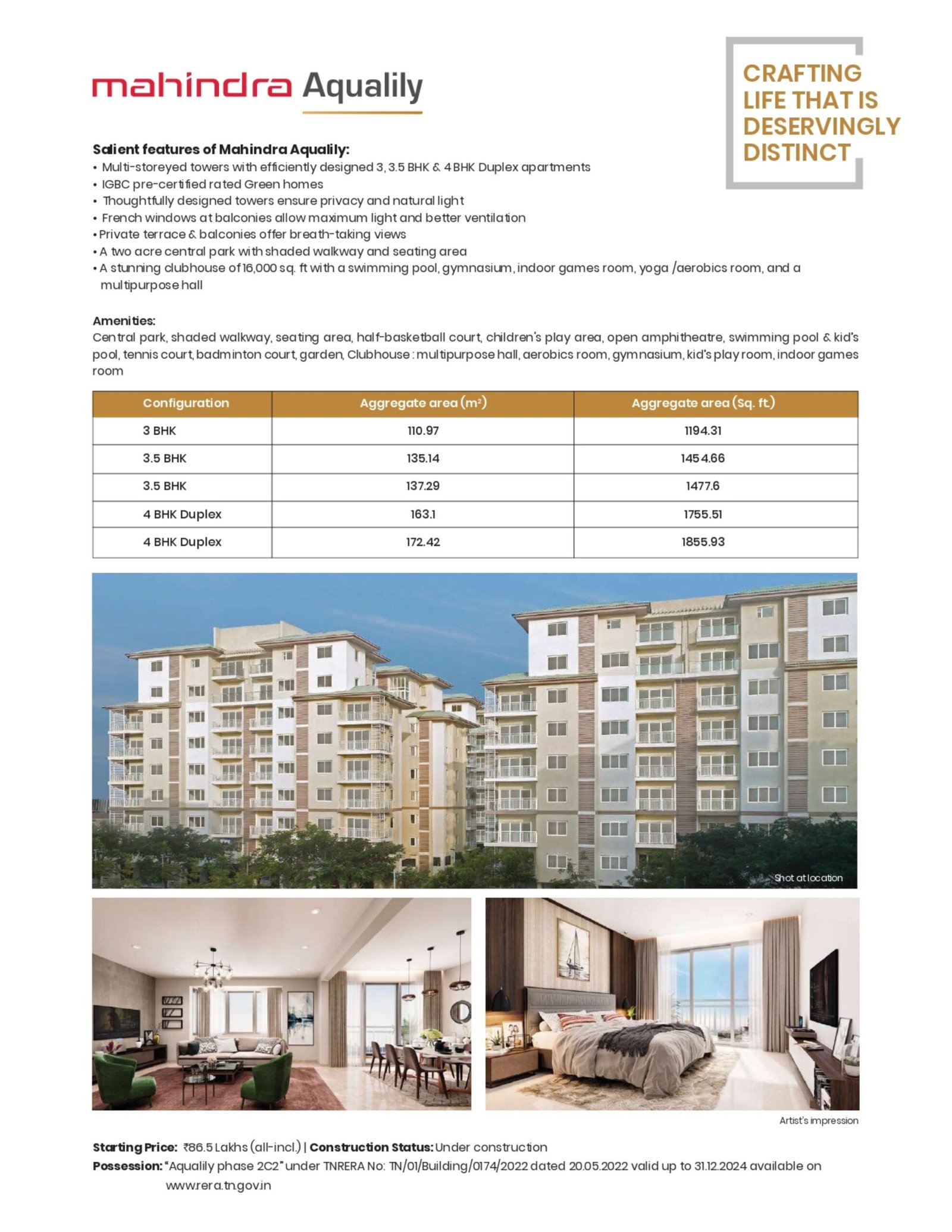 Gated community luxury flats sale at Mahindra World city
