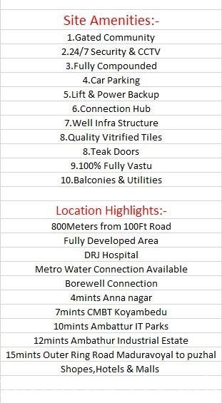 Luxuray Apartment Flats sale in Kolathur